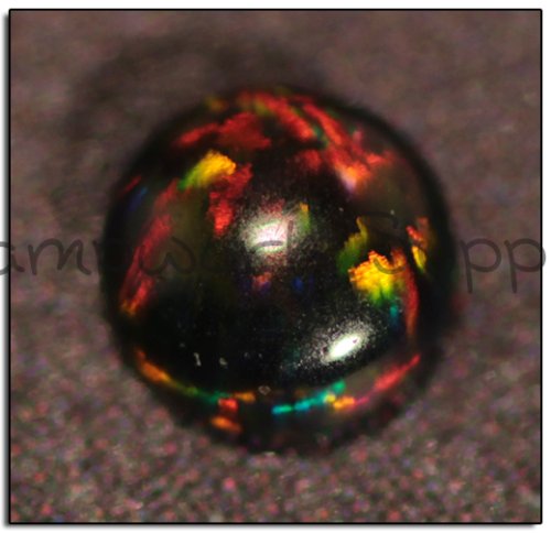 Kyocera 3mm Cabochon Opal - Black Red Fire