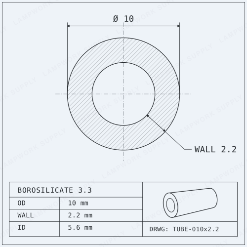 Chinese Clear 10 x 2.2mm Tube