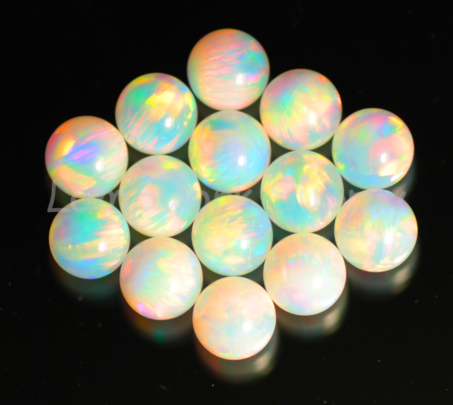 6mm White Sphere Opal with Red Fire