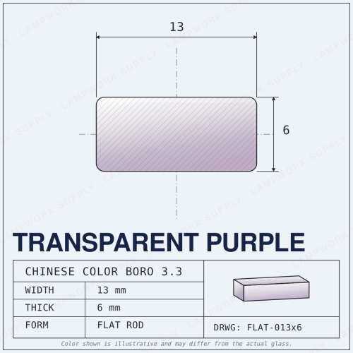Chinese Color Transparent Purple - 13mm x 6mm Flat Flat Rod 13 x 6mm