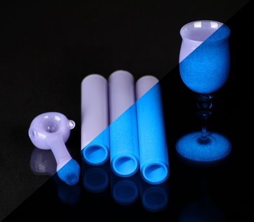 BoroGlow Pastel Purple Glow In The Dark Glass Tube - UV Reactive Blue Glow