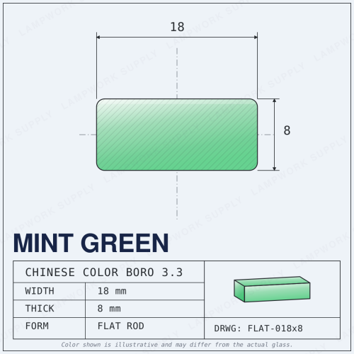 Chinese Color Mint Green - 18mm x 8mm Flat Flat Rod 18 x 8mm