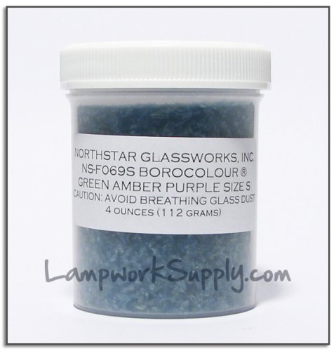 Northstar Green Amber Purple (69) - Small Frit 1 lb. (38 grade) 16 oz jar