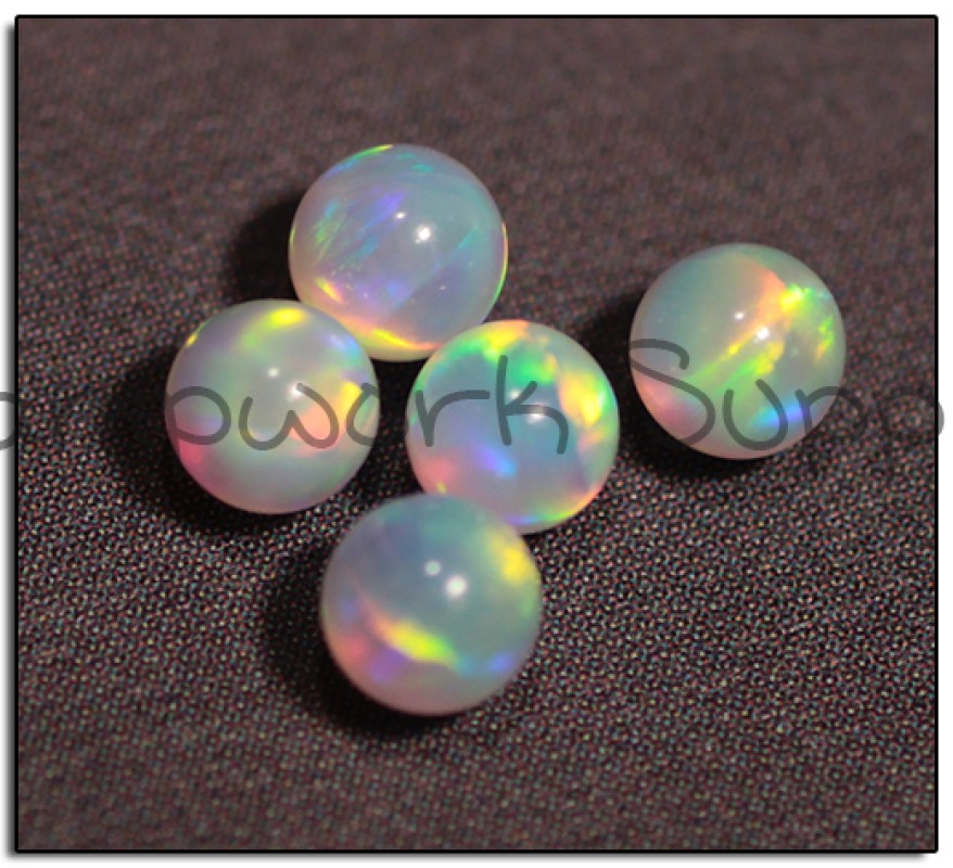 3mm Pink Sphere Opal with Green Fire