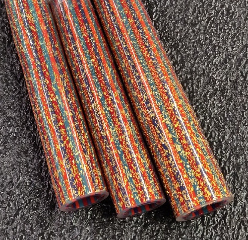 Gold over Purple Red Aqua Orange Lined Dichroic Tubing