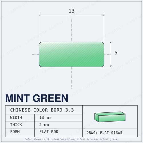Chinese Color Mint Green - 13mm x 5mm Rectangle 13