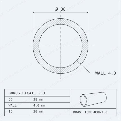 Chinese Clear 38 x 4mm Tube