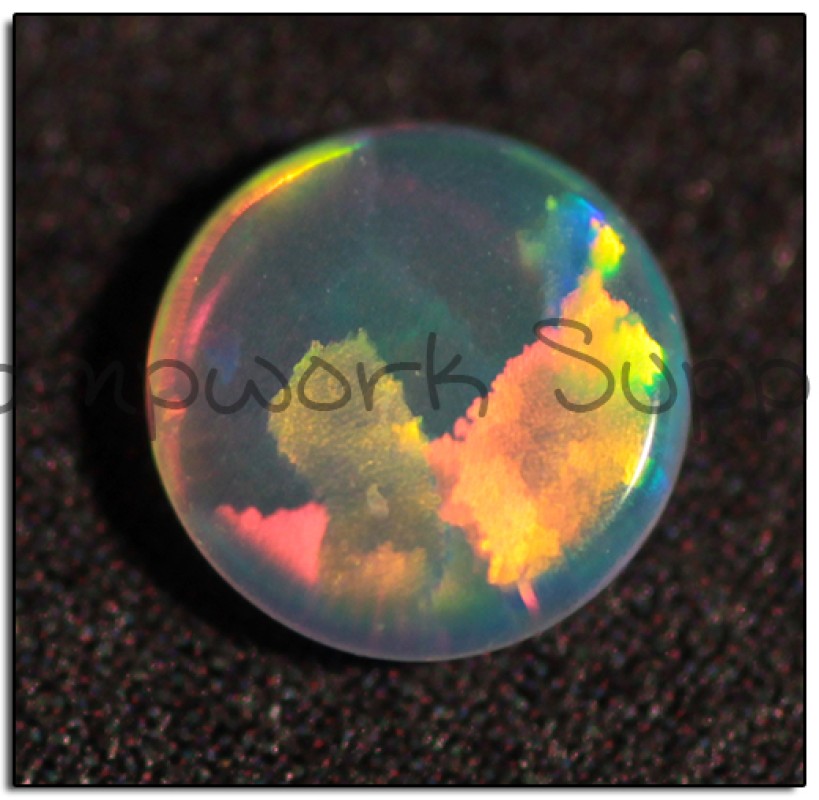 4mm Pink Round Coin Opal with Green Fire