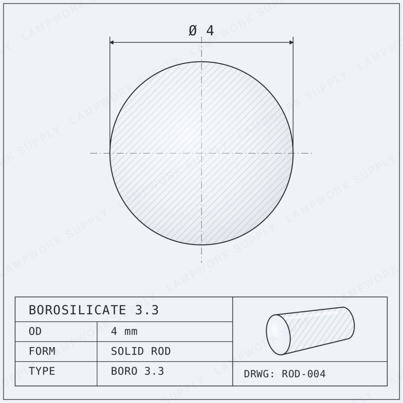 Chinese Clear 4mm Rod 1200mm Length (47-48 inches)
