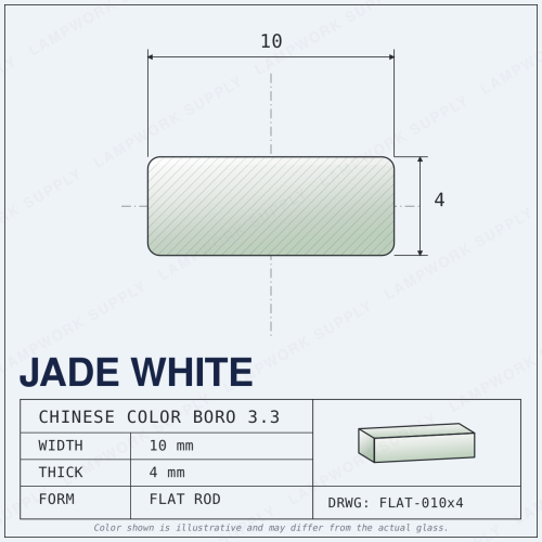 Chinese Color Jade White - x 4mm Rectangle Rectangle Rod 10 x 4mm