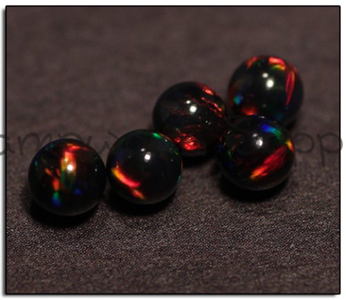 Kyocera 4mm Sphere Opal - Black Red Fire