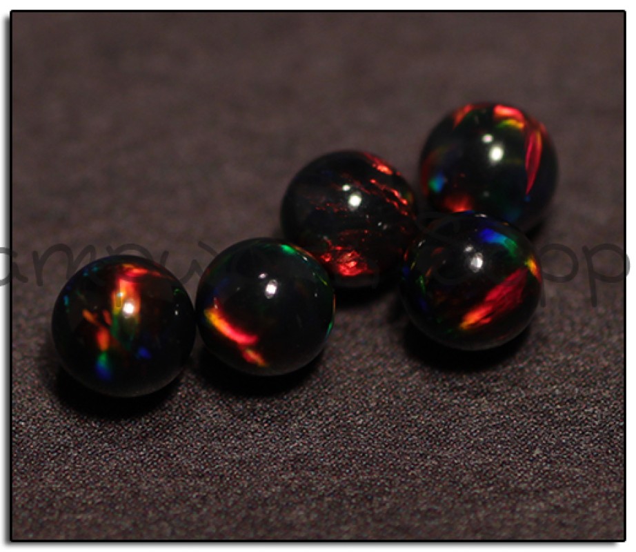 4mm Black Sphere Opal with Red Fire