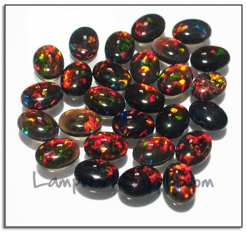 Black Opal 6x8mm Oval Cabochon