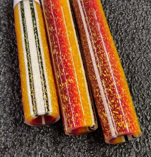 Gold over Fire Fade to Tuxedo Lined Dichroic Tubing