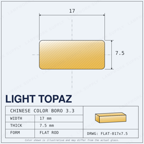 Chinese Color Light Topaz - 17mm x 7.5mm Flat 17