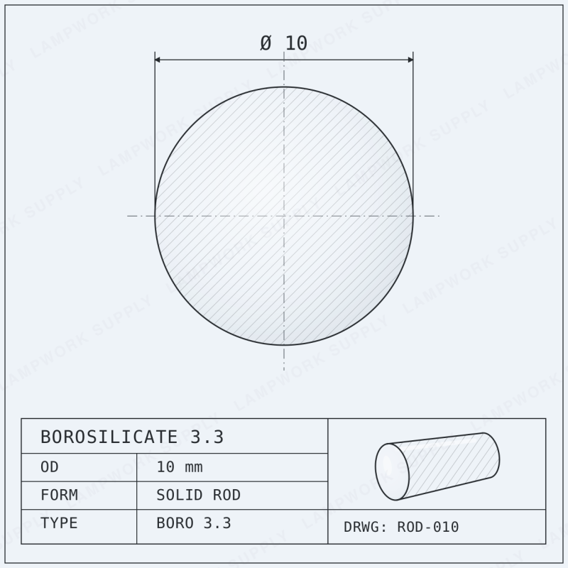 Chinese Clear 10mm Rod 1200mm Length (47-48 inches)