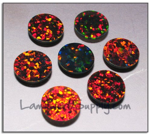Kyocera 15mm Coin Opal - Black Red Fire