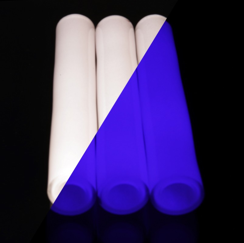 BoroGlow Clear Glow In The Dark Glass Tube - UV Reactive Purple Glow