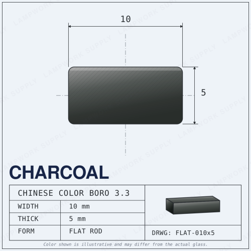 Chinese Color Charcoal (Transparent Black) - x 5mm Flat Flat Rod 10 x 5mm