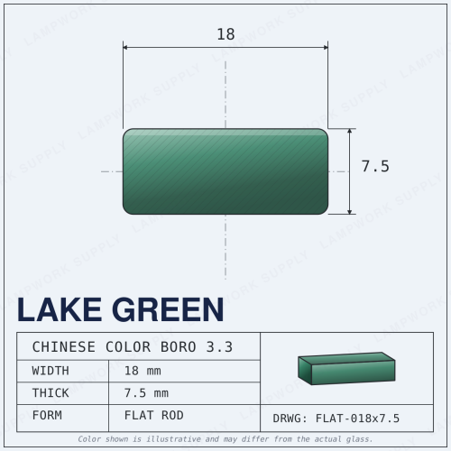 Chinese Color Lake Green - 18mm x 7.5mm Flat Flat Rod 18 x 7.5mm