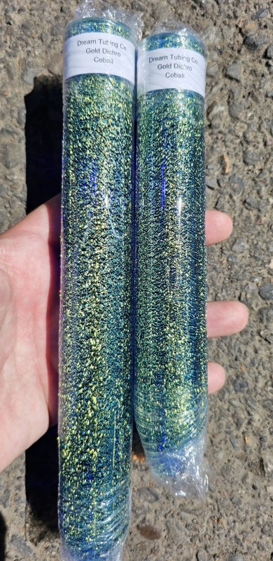Gold Dichroic over Cobalt Blue Tubing