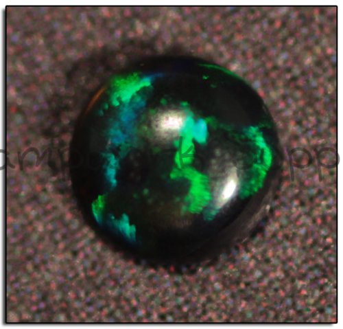 Kyocera 3mm Cabochon Opal - Black Green Green Fire