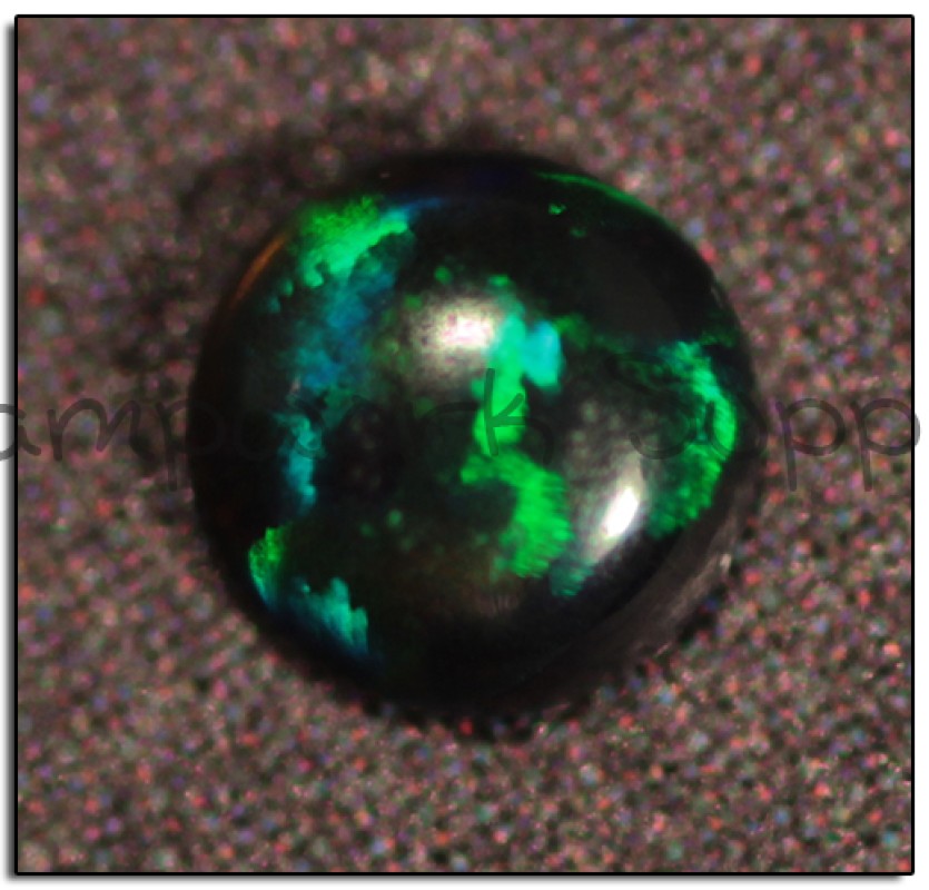 3mm Black Round Cabochon Opal with Green Fire