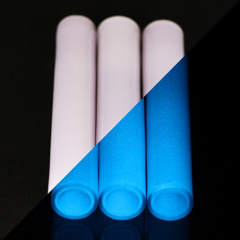 BoroGlow Slugger Mix Glow In The Dark Glass Tube - UV Reactive Sky Blue Glow