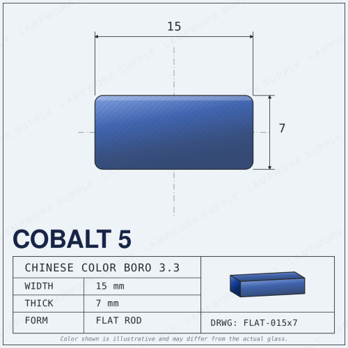 Chinese Color Cobalt Blue - 15mm x 7mm Flat Flat Rod 15 x 7mm