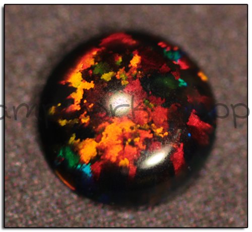 Kyocera 5mm Cabochon Opal - Black Red Fire