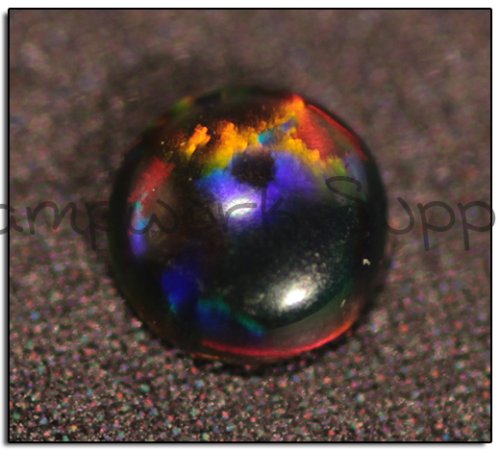 Kyocera 3mm Cabochon Opal - Black Yellow Yellow Fire