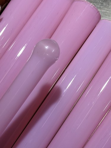 Greasy Glass Transparent Rose Quartz Over Rose Quartz Opal Satin - B+ B+ Grade