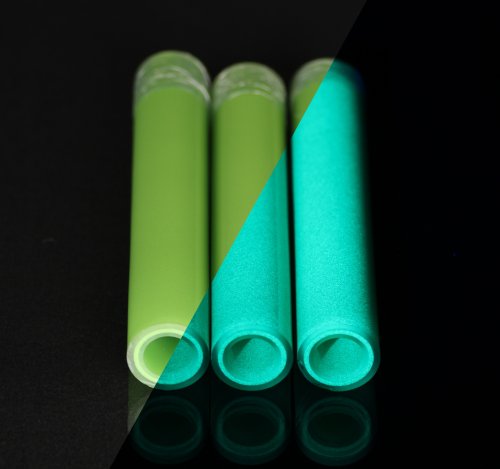 BoroGlow Green Glow In The Dark Glass Tube - UV Reactive Aqua Glow
