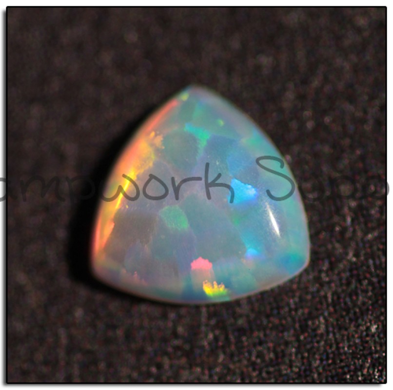 5mm Pink Trillion Opal with Red Fire