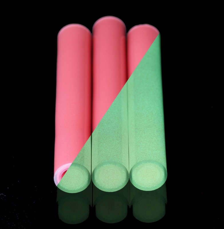 BoroGlow Red Poppy Glow In The Dark Glass Tube - UV Reactive Green Glow