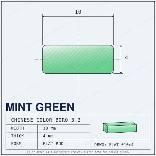 Chinese Color Mint Green - x 4mm Rectangle Rectangle Rod 10 x 4mm