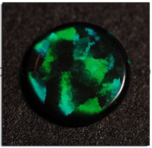 Kyocera 5mm Coin Opal - Black Green Green Fire