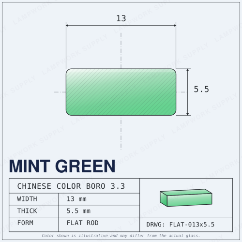 Chinese Color Mint Green - 13mm x 5.5mm Flat 13