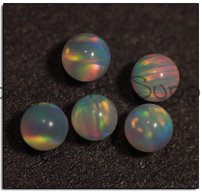 2mm White Sphere Opal with Red Fire