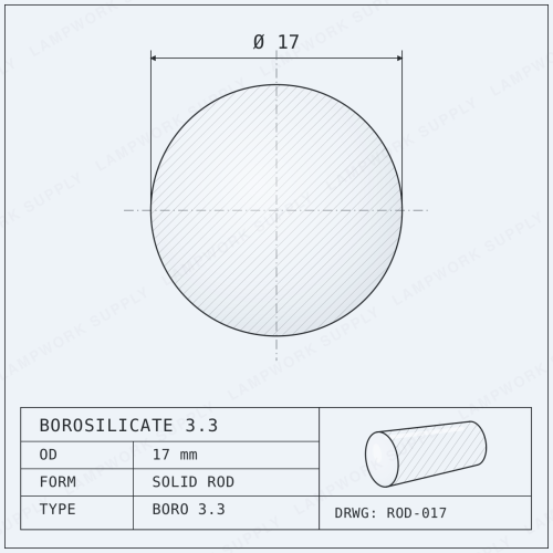 Chinese Clear 17mm Rod