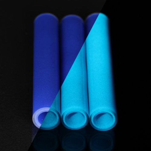 BoroGlow Bright Blue Glow In The Dark Glass Tube - UV Reactive Aqua Glow
