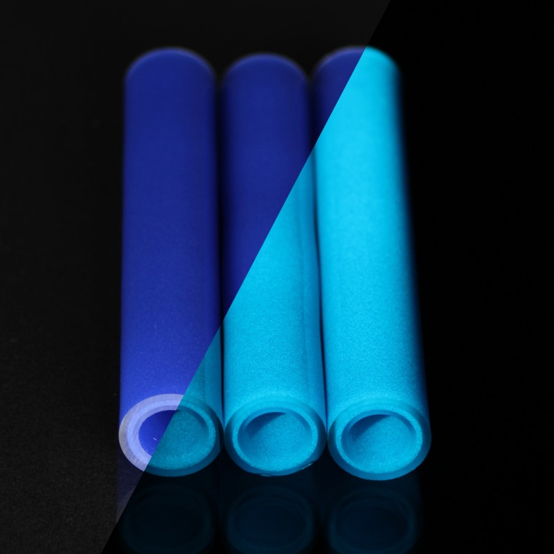 BoroGlow Bright Blue Glow In The Dark Glass Tube - UV Reactive Aqua Glow