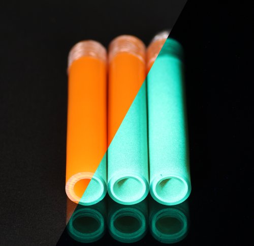 BoroGlow Orange Glow In The Dark Glass Tube - UV Reactive Aqua Glow