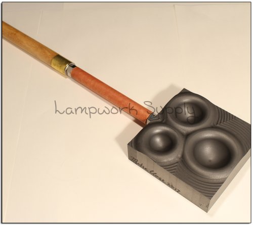 Large 3 Spot Marble Mold on Wood Handle