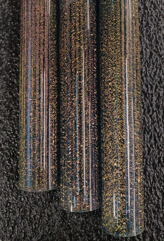 Rose Gold Dichroic over Trautman Blue Stardust Tubing