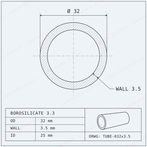 Chinese Clear 32 x 2.8mm Tube