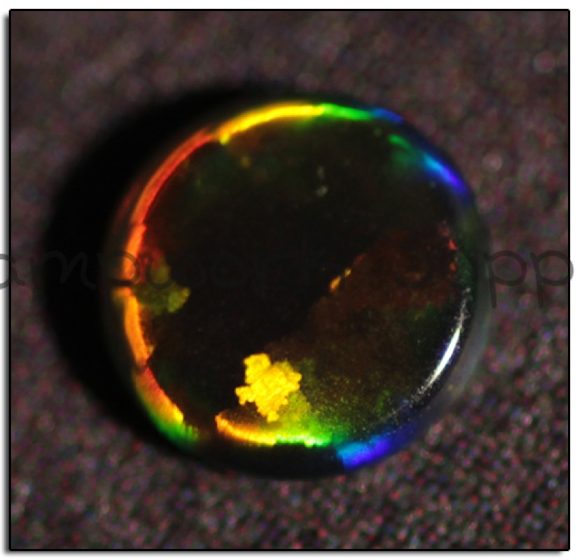 4mm Black Round Coin Opal with Red Fire