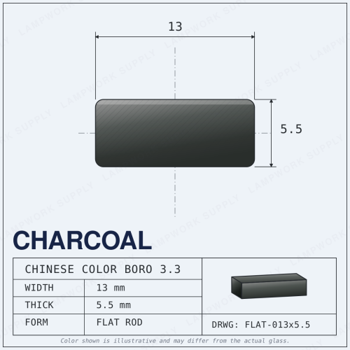 Chinese Color Charcoal (Transparent Black) - 13mm x 5.5mm Rectangle 13