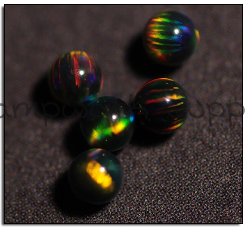 2.5mm Black Sphere Opal with Yellow Fire