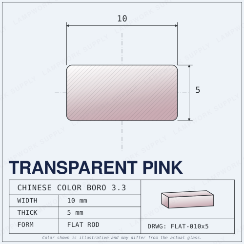 Chinese Color Transparent Pink - x 5mm Flat Flat Rod 10 x 5mm